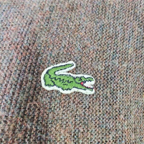 Izod Lacoste Mens Large Sweater Brown Pullover V Neck Retro 80s 1980s Vintage - Picture 5 of 8